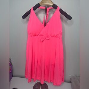 Pink Halter Neck Women's one piece swimsuit dress size Small stretchy